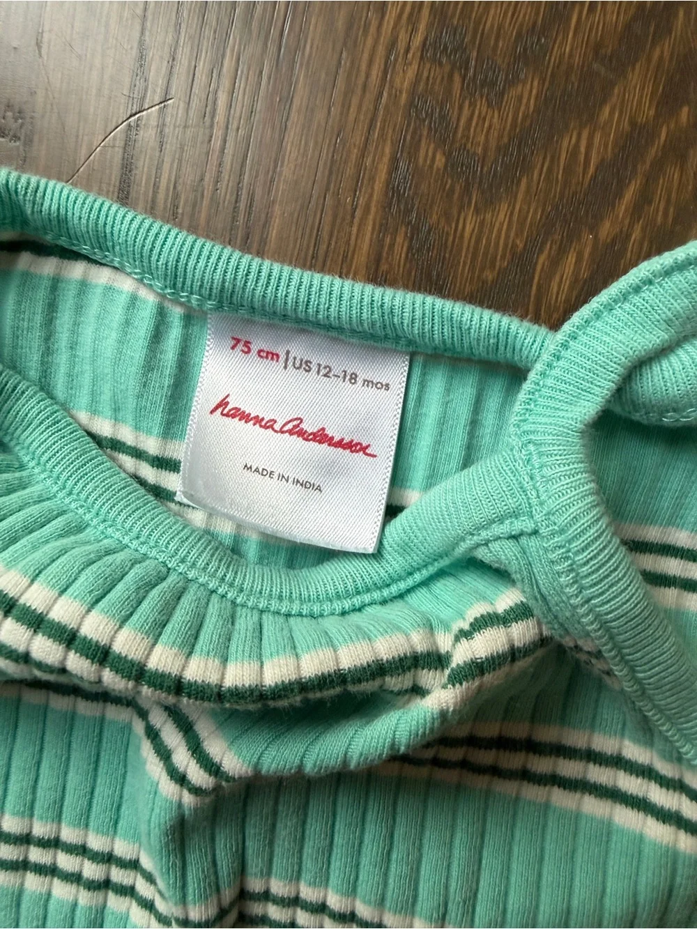 Hanna Andersson Mint Green Striped Ribbed Romper